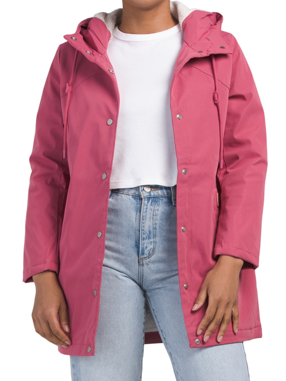 Hunter Women's Pink Hooded Parka Raincoat Jacket